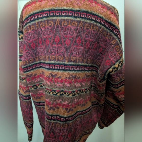 Vintage Icelandic Design Wool Floral Sweater Jacket Nordic 100% Shetland Wool - Picture 8 of 15